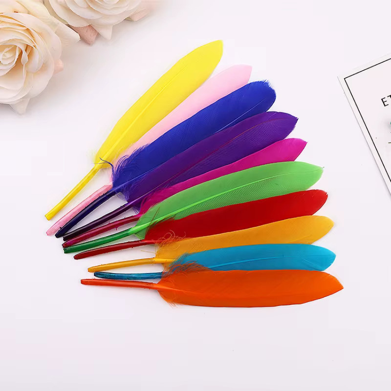 50 Stück Natürliche Flauschige Federn in Weiß, Gelb und Multicolour für Hochzeit, Weihnachten und Dekoration, Länge: 10-15 cm - Bild 2