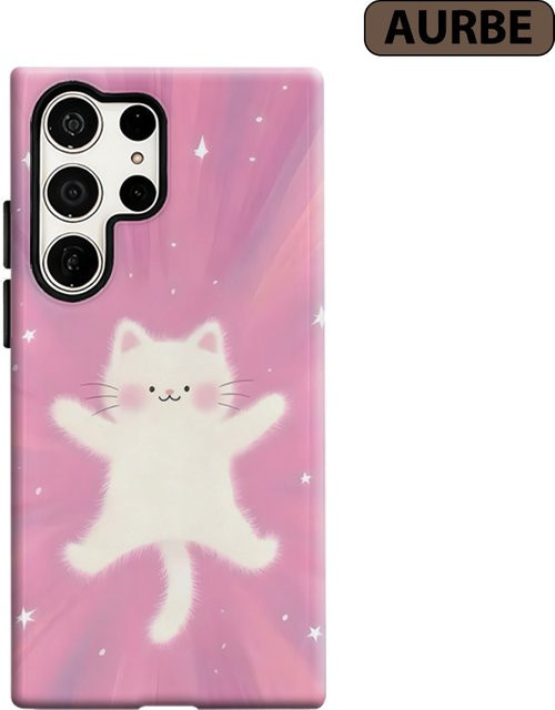 Stoßfeste Doppelschicht Handyhülle mit Sternenhimmel-Kätzchen Motiv für Samsung Galaxy S26 S25 S24 S23 Ultra Plus - Bild 1