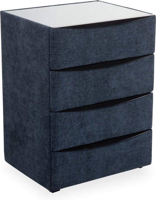 Nachtkommode MONDO Modern in Blau aus Stoff, B/T/H: 40 x 15 x 62 cm - Bild 1
