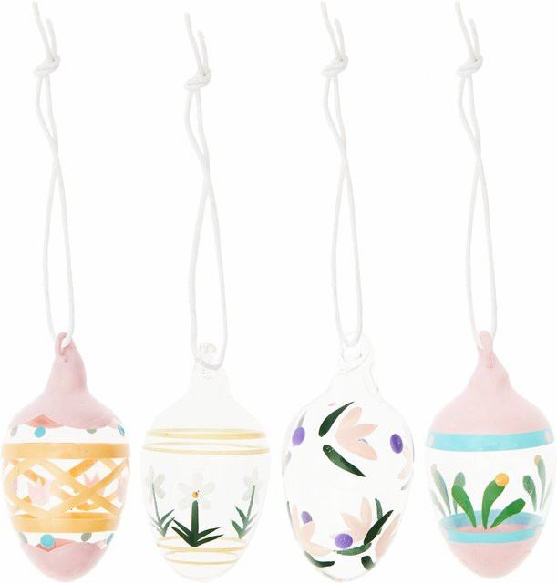 Rico Design Glas Eier mit handbemaltem floralen Blumenmuster in Mehrfarbig - Bild 1