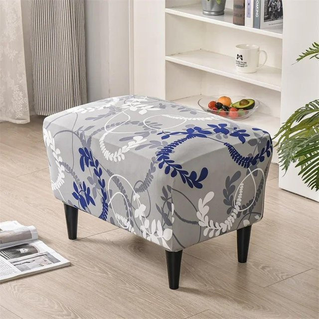 Geometrisch bedruckter Stretch-Sesselbezug für Club-Badewannen-Sessel und Einzelsofas in Grau - Bild 1