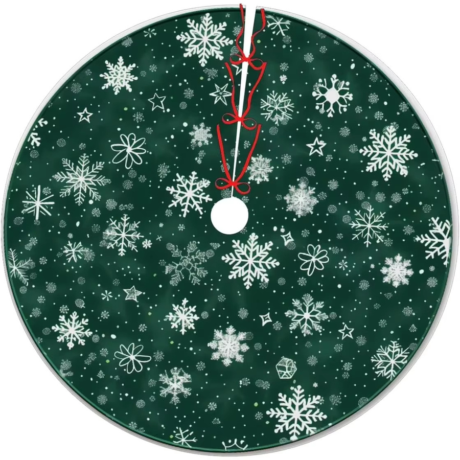VIKAMA Weihnachtsbaumrock mit Schneeflocken-Design in Grün für deine Weihnachtsdekoration - Bild 3