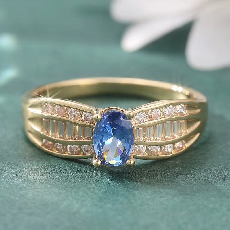 YoYo Ring, vergoldet, blauer Zirkonia, Damen - Bild 3