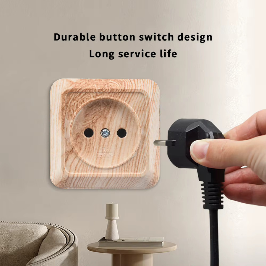 WESA Elektrische Wandsteckdose aus Holz in Braun mit Kunststoffelementen, flammhemmend, 250 V, EU-Standard - Bild 3