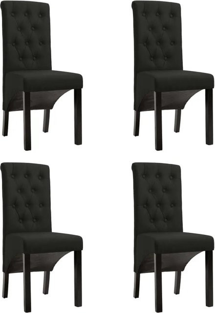 DELUKE Esszimmerstühle VEDA 4er Set in Schwarz mit Stoffpolsterung und Gummiholz-Rahmen - Bild 1