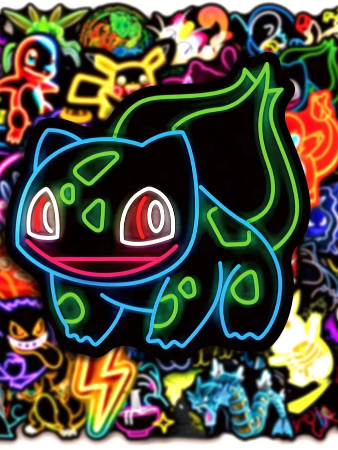 Bandai Pokémon Aufkleber, 50 Stück, Neon, PVC-Sticker - Bild 4