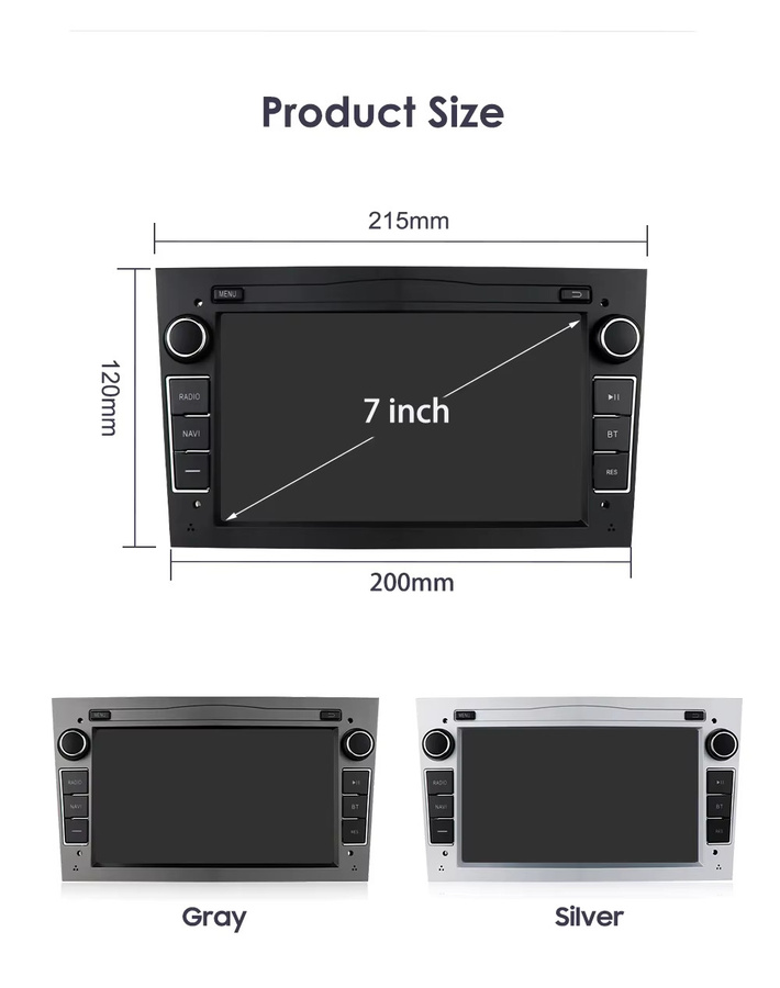 Hizpo 2Din 7-Zoll Android Auto Autoradio mit GPS, Bluetooth und CarPlay für Opel Astra H G J, Zafira B C, Corsa D C und Antara, Farbe: Silber - Bild 3