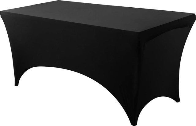 Waschbare Spandex-Tischdecke für Veranstaltungen und Hochzeiten, dehnbar und knitterfrei, rechteckig, Schwarz, B/T/H: 244 x 76 x 76 cm - Bild 1