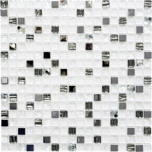 HuH Mosaikfliese Diamond aus Glas als Wandbelag in Weiss, B/L: 30 x 30 cm - Bild 1