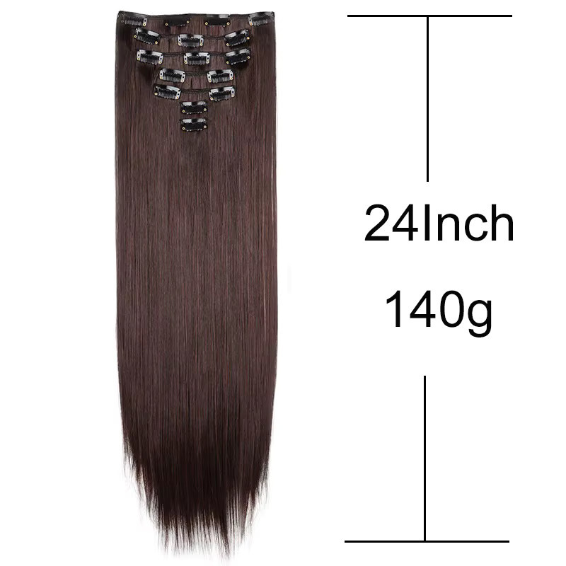 WIGSIN Haarverlängerung, 24 Zoll, synthetisch, 7 Teile, schwarz blond, Damen - Bild 2