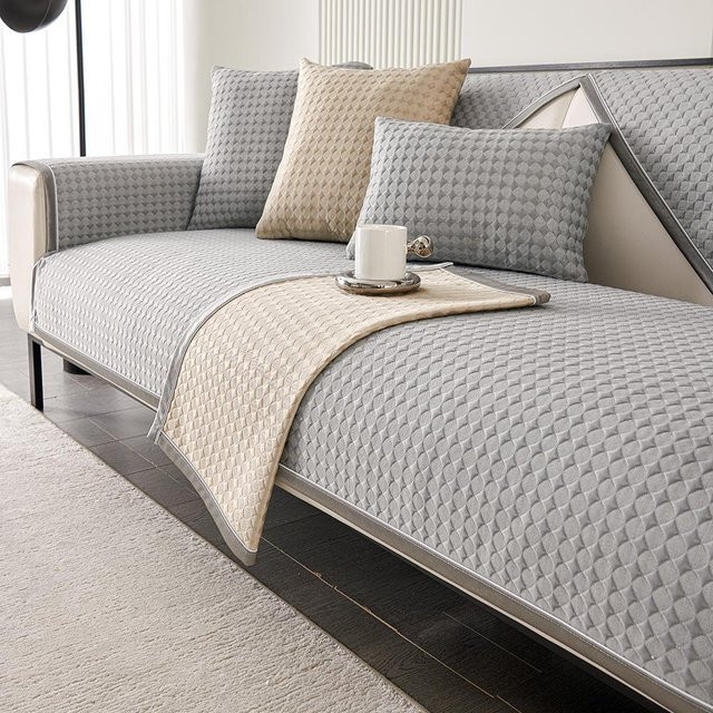 Eisseide Sofabezug Grau, quadratisches Couchkissen für das Wohnzimmer, B/T/H: 70 x 70 x 0 cm - Bild 1