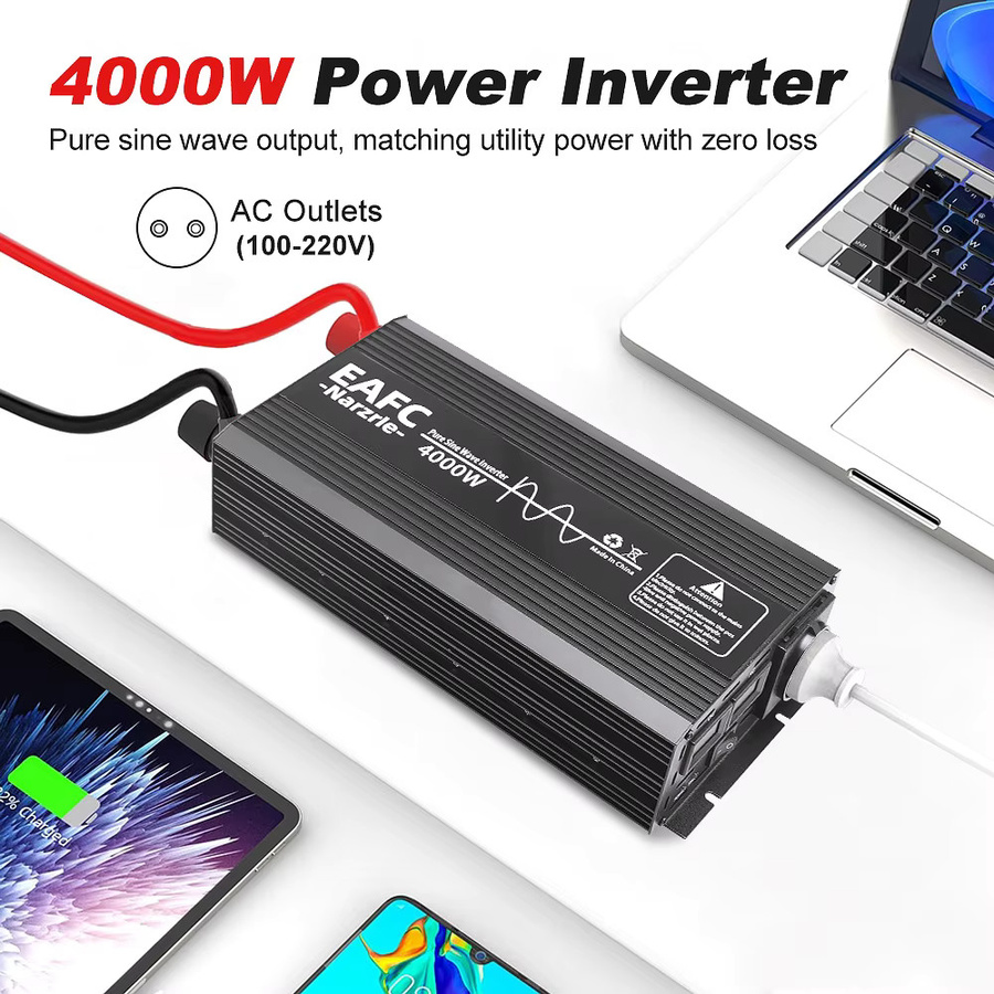 EAFC DC12V zu AC220V 50HZ LCD Reine Sinus Welle Inverter Stromversorgung Power Bank Spannung Auto Batterie Konverter in Schwarz - Bild 4