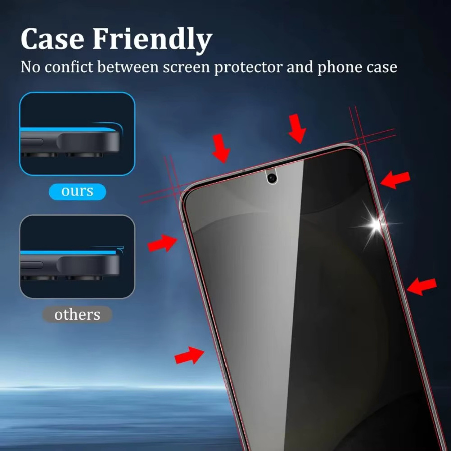 3-teiliges Anti-Spionage Displayschutz Glas Set für Samsung Galaxy S26 S25 S24 S23 S22 S21 Ultra Plus Edge mit Ein-Klick-Installation, transparent - Bild 4