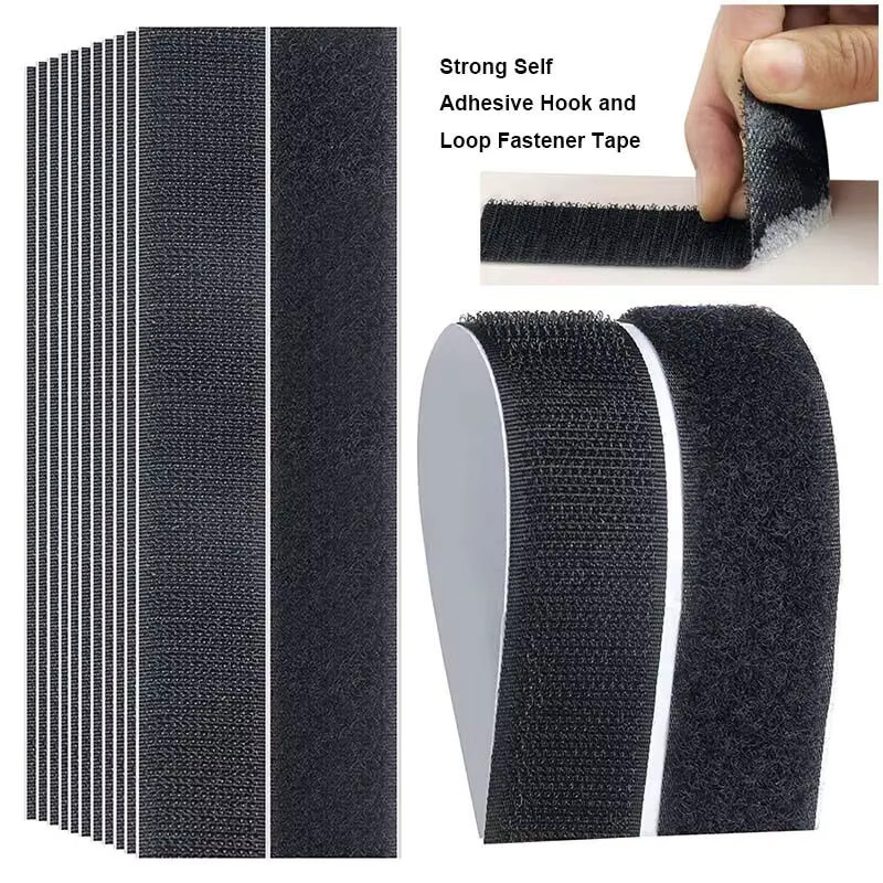 Selbstklebendes Klettband Hochleistungs-Velcro-Befestiger in Schwarz, nach Länge zuschneidbar für Outdoor, Auto und Heimwerken - Bild 3