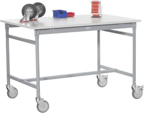Manuflex Beistelltisch BASIS mobil mit Kunststoff-Tischplatte in Alusilber, B/T/H: 100 x 80 x 85 cm - Bild 1
