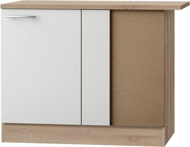 Optifit Eckunterschrank für Geschirrspüler Dakar286, Farbe Weiß Eiche hell, B/T/H: 100 x 60 x 84,8 cm - Bild 1
