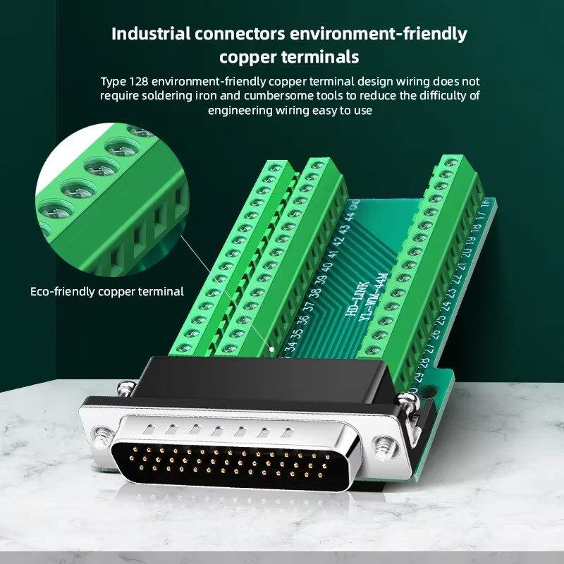 DIVEDEER HDB44 D-SUB Breakout-Anschlussplatinen-Adapter, 44-polig, 3 Reihen, industrieller lötfreier P-Pin-Loch-Stecker - Bild 2