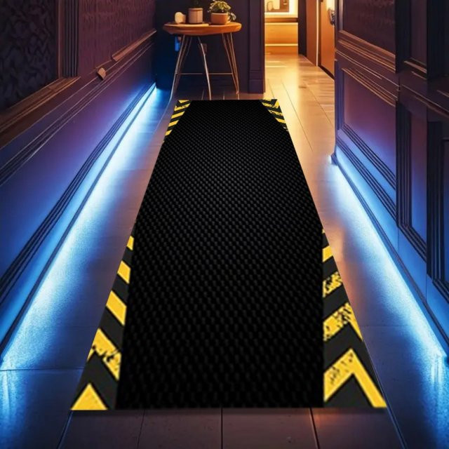 VIKAMA Motorsport Teppich im Rennstrecken-Stil, Schwarz-Gelb, B/T: 120 x 40 cm - Bild 1