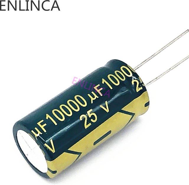 ENLINCA 5er Set Aluminium-Elektrolytkondensatoren Low ESR 25V 10000UF Schwarz, Durchmesser: 18 mm, Höhe: 35 mm - Bild 1