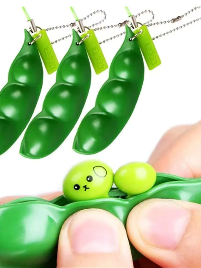 soulbao Edamame Pea Schlüsselanhänger, Stressabbau-Spielzeug, green - Bild 2