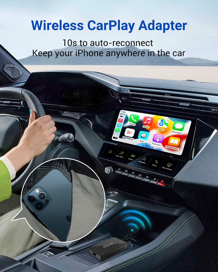 Ottocast Wireless CarPlay Android Auto Adapter Ai Box mit Youtube Netflix Tiktok und IPTV in Schwarz - Bild 3