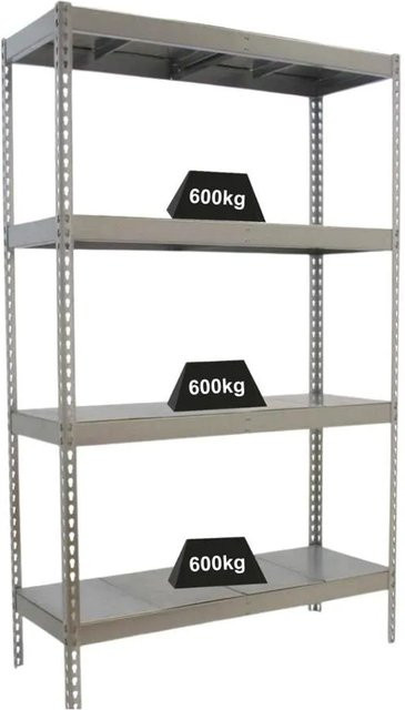 PROREGAL Schwerlastregal Metal Beast Four, verzinktes Metallregal in Silber, H x B x T: 200 x 240 x 75 cm, Fachlast 400 kg - Bild 1