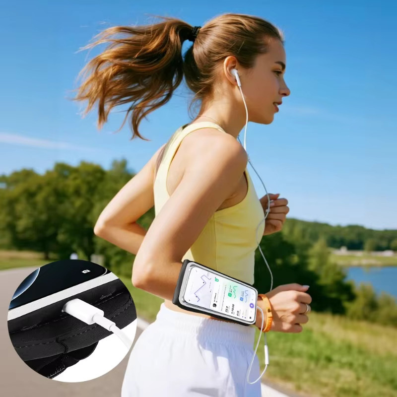 HAISSKY Doppelgürtel-Armbandtasche für iPhone und Xiaomi in Schwarz für Outdoor, Cycling und Workout - Bild 3
