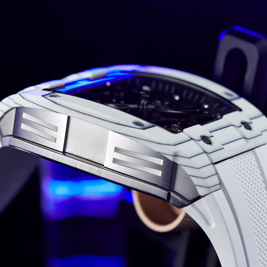 OBLVLO Armbanduhr Automatik, Carbon Fiber, Edelstahl, Kautschuk, Schwarz, Herren - Bild 4