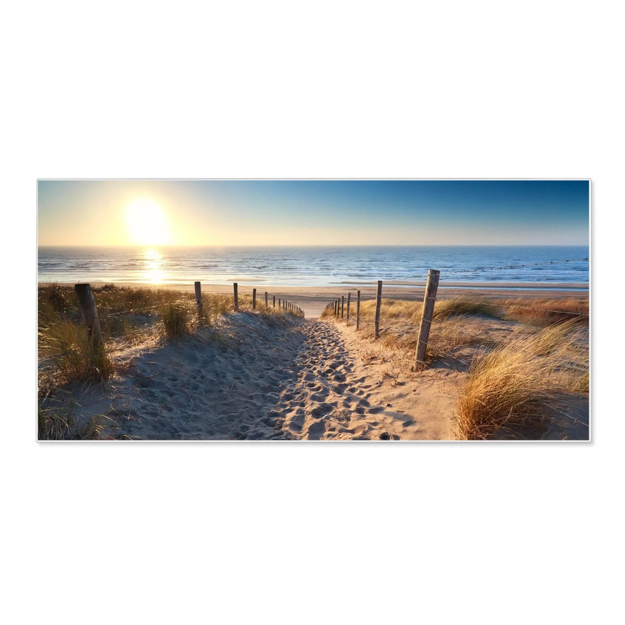 Banjado Magnettafel aus Metall in Weiß mit Motiv Nordseestrand, B/H: 78 x 37 cm - Bild 1