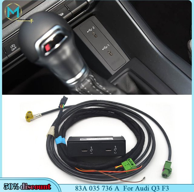 Audi Q3 F3 Smartphone Audioquelle mit Dual Typ-C Schnittstelle für Carplay, Schwarz, 83A 035 736A - Bild 1
