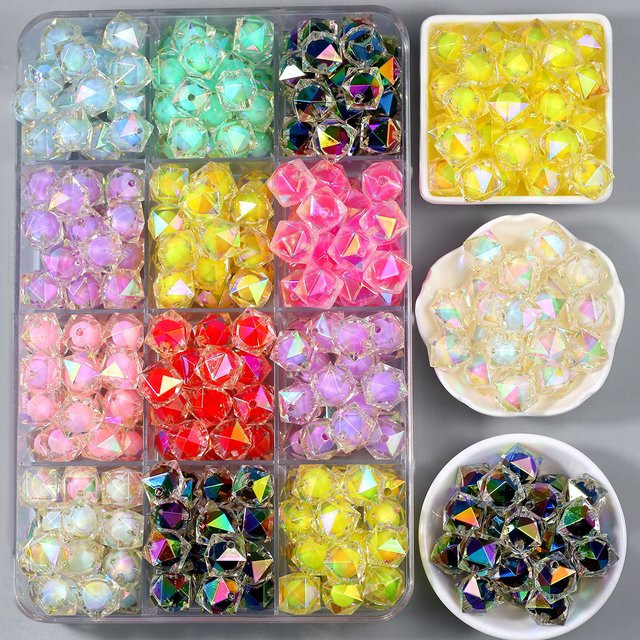 JHNBY Perlen Spacer, Acryl, Facettierte Kristall Perle-in-Perle, 16 mm - Bild 1