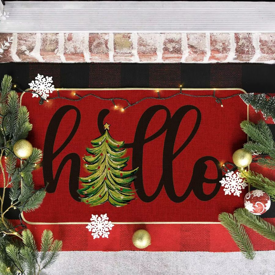 VIKAMA Weihnachtsmatte mit Weihnachtsbaum-Design, rutschfester und verschleißfester dekorativer Teppich für innen und außen, B/T: 60 x 60 cm - Bild 3