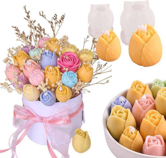 UDOCOOL 3D Tulpe Silikon Kerzenform für DIY Blumen und Aromatherapie in Multicolour - Bild 1