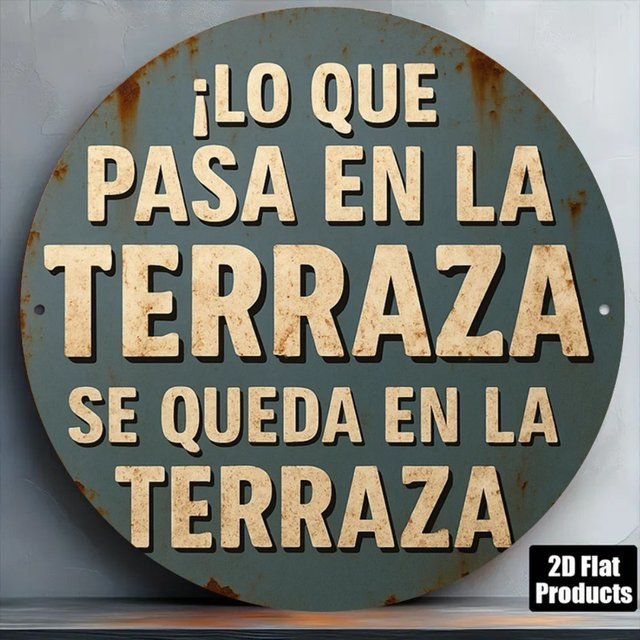 CIFBUY Rundes Metall-Wandkunst-Schild Patio Secrets im Vintage Spanish Style aus Aluminium, Mehrfarbig, Durchmesser: 20 cm - Bild 1