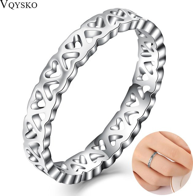 VQYSKO Liebesherz-Ring Edelstahl, Silber, Damen - Bild 1