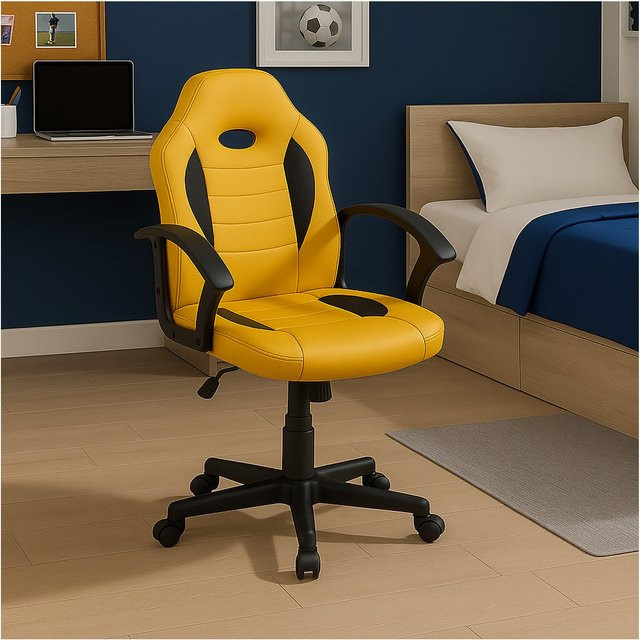 HTI-Living Schreibtischstuhl Daytona Junior modern höhenverstellbar Gelb mit Armlehnen und Rollen für Kinder - Bild 1