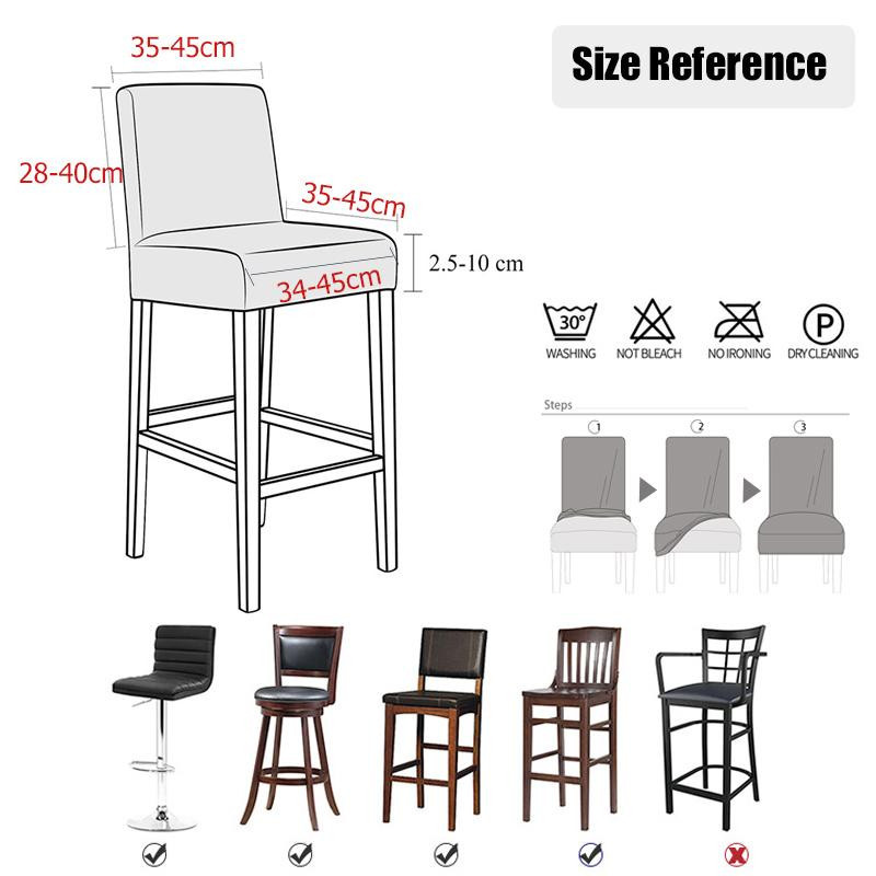 Wasserdichter Barstuhlbezug von Yiran Furniture in Schwarz mit kurzer Rückenlehne, elastischer Stretch-Stuhlbezug aus Polyester und Elasthan, schmutzabweisend und waschbar - Bild 2