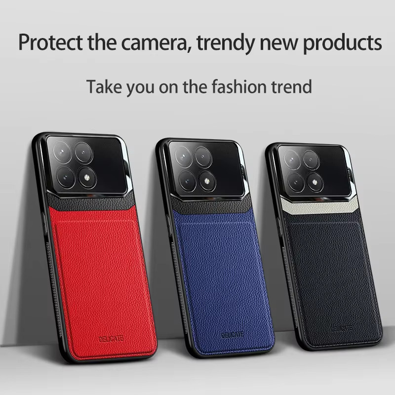 Xiaomi Ledertasche für Redmi Note 14 13 Turbo K70 Ultra K60 K50 Pro Poco M6 Pro X6 X5 mit Kamera-Vollschutz und stoßfester Abdeckung - Bild 2