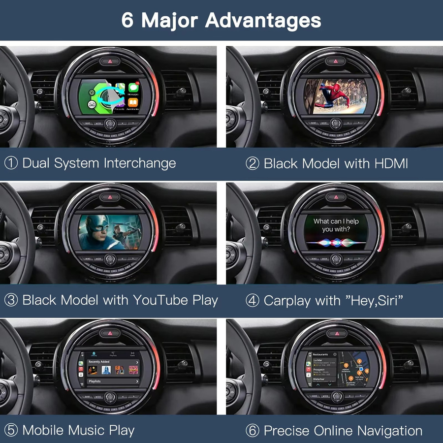 AUTOABC Drahtloses CarPlay und Android Auto Interface für BMW Mini R55 R56 R57 R58 R59 R60 R61 F54 F55 F56 F57 in Schwarz - Bild 4