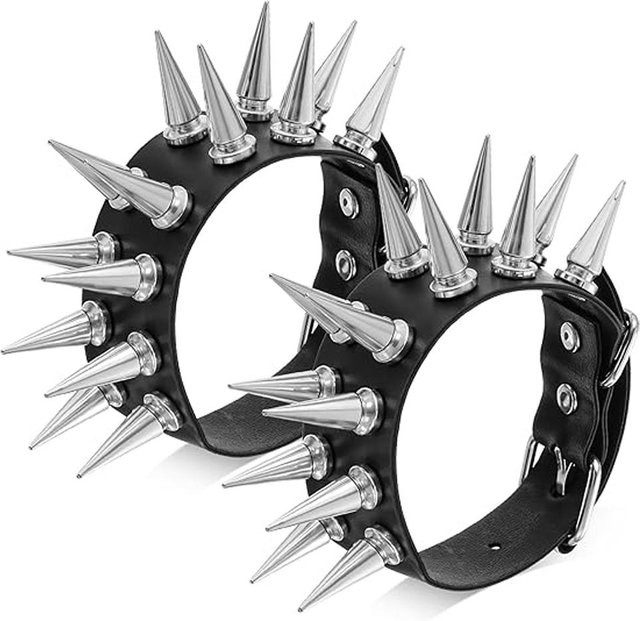 YIRAN Nietenarmband, Leder, Schwarz, Unisex - Bild 1