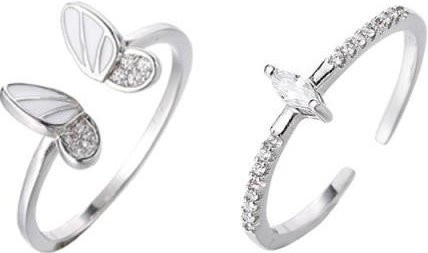 Ring Set 925 Silber, Schmetterling, Zirkonia, Damen - Bild 1