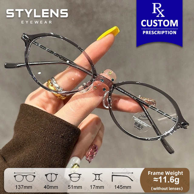 STYLENS Korrekturbrille, oval, Damen, Vollrand, Metall, grau, Blaulichtfilter - Bild 1