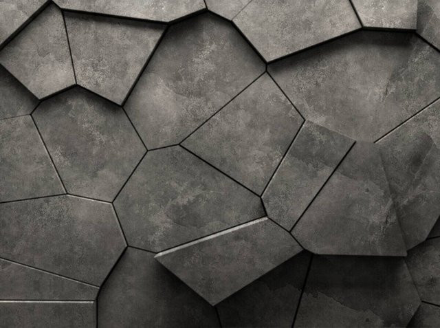 Livingwalls Fototapete in 3D-Optik mit geometrischem Design, Farbe: Anthrazit, Grau, Schwarz, B/H: 280 x 371 cm - Bild 1