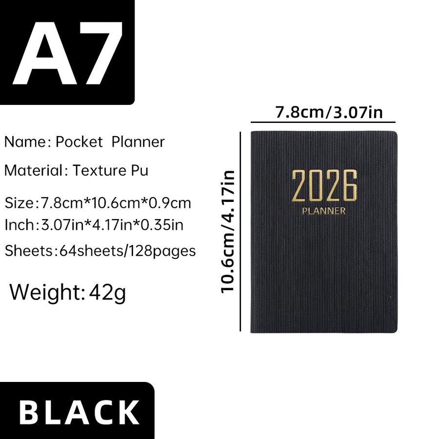 HUALIWEN Planbuch 2026 in Weiß, A7 Wochenkalender und Tagesplaner als kompaktes Softcover-Taschenbuch - Bild 4
