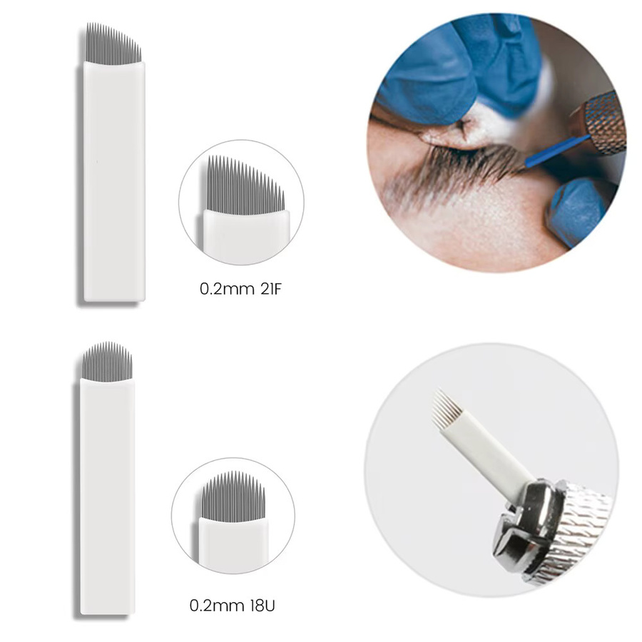 100 Stück Microblading Nadeln, 0,2 mm, Weiß, 18/21 - Bild 1