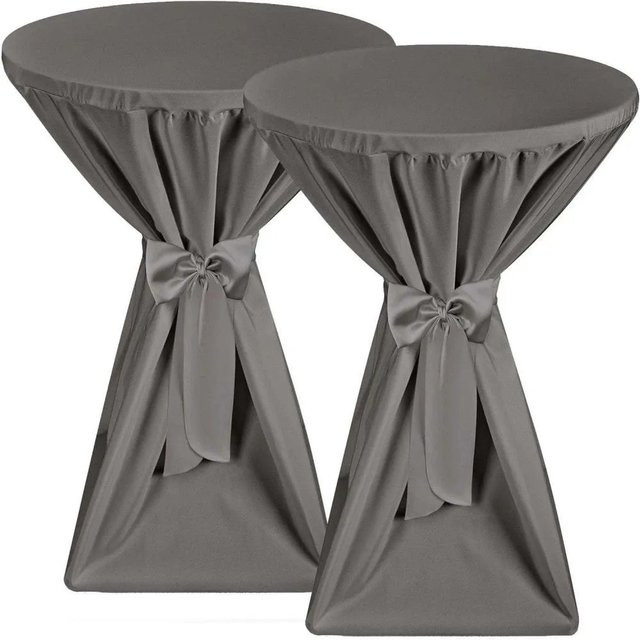 Beautissu Premium Stehtischhusse 2-teilig in Anthrazit mit Durchmesser 80 cm - Bild 1