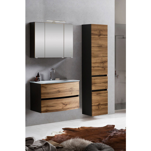 HELD MÖBEL Waschtisch-Set KOPENHAGEN in Braun und Grau, 6-teilig, modern mit LED-Beleuchtung und Soft-Close-Türen - Bild 3