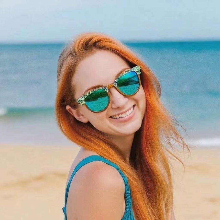 Bette Sonnenbrille, Holz, Vollrand, Eisblau, Unisex, polarisiert - Bild 2