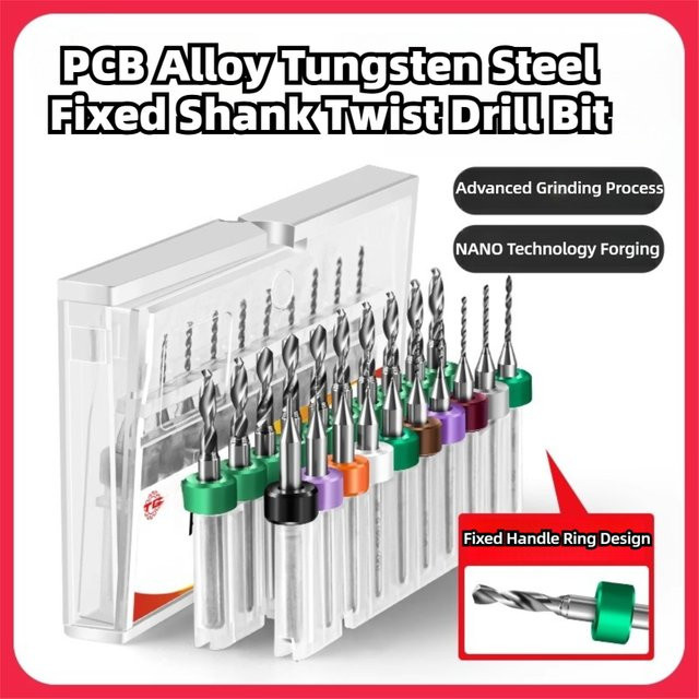TGGJ TG 10-teiliges Mikrobohrer-Set aus harter Legierung für Leiterplatten, Spiralbohrer mit Durchmesser 0,2 bis 3,0 mm - Bild 1