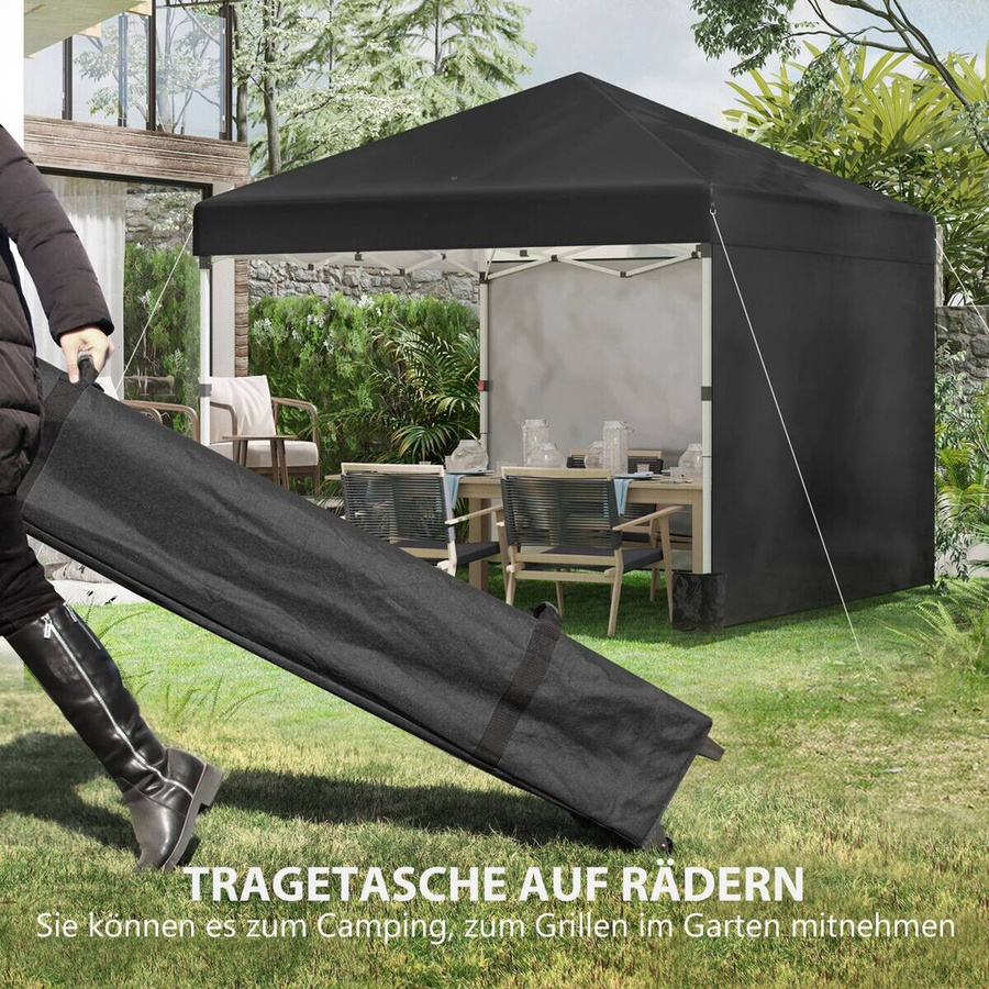 Outsunny Faltpavillon Schwarz aus Polyester und Stahl mit Tragetasche B/T/H: 297 x 297 x 274 cm - Bild 5